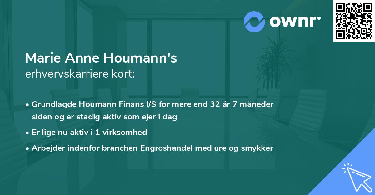 Marie Anne Houmann's erhvervskarriere kort