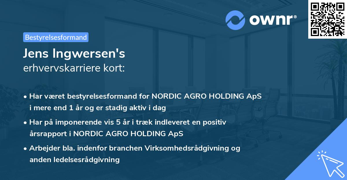 Jens Ingwersen's erhvervskarriere kort