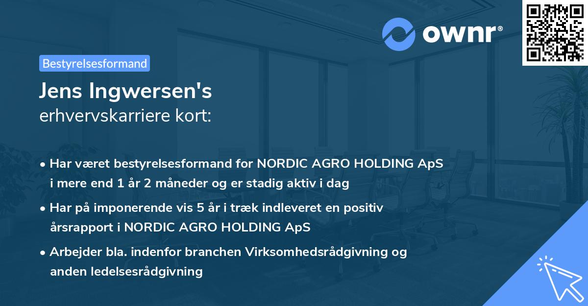 Jens Ingwersen's erhvervskarriere kort