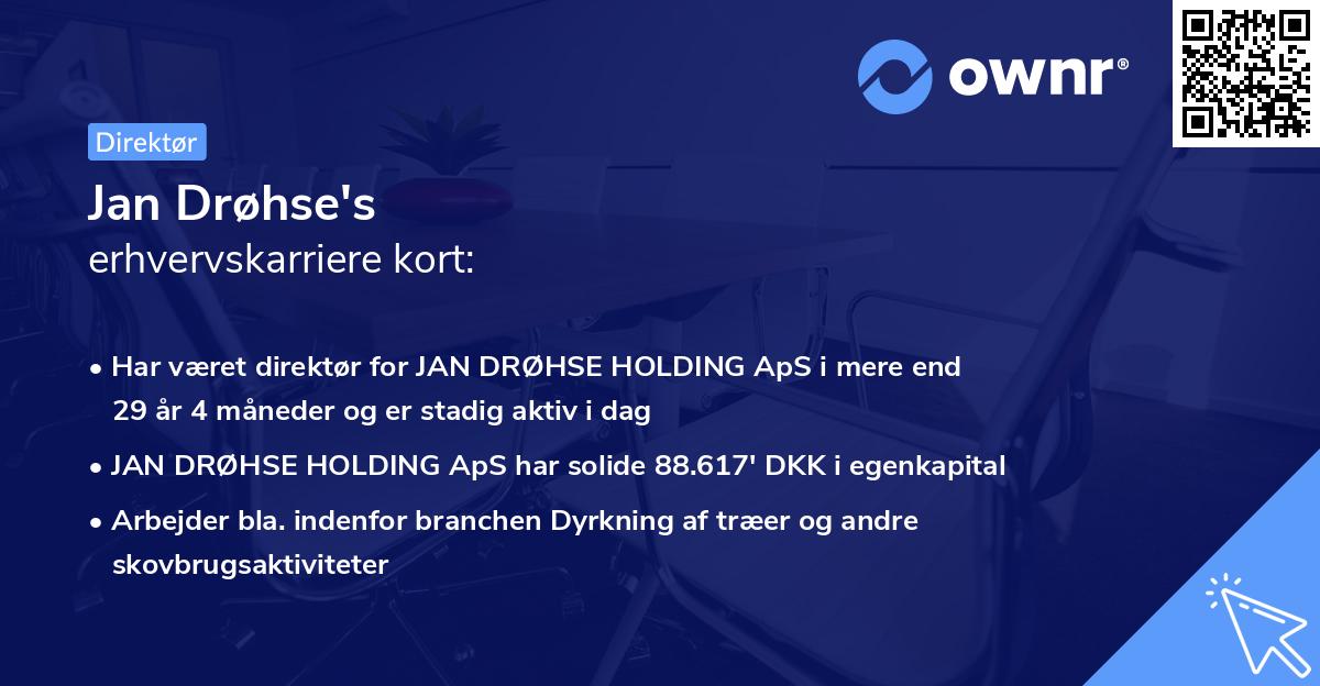 Jan Drøhse's erhvervskarriere kort