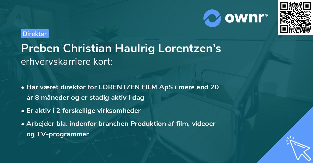 Preben Christian Haulrig Lorentzen's erhvervskarriere kort