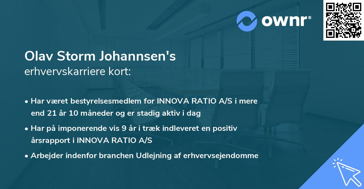 Olav Storm Johannsen's erhvervskarriere kort