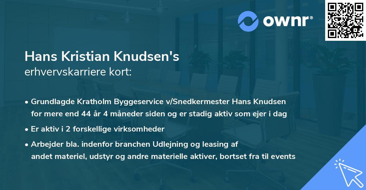 Hans Kristian Knudsen's erhvervskarriere kort