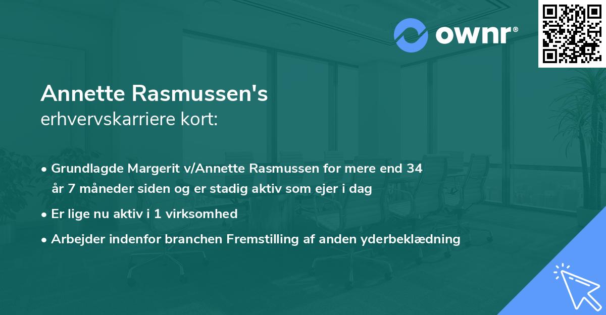 Annette Rasmussen's erhvervskarriere kort