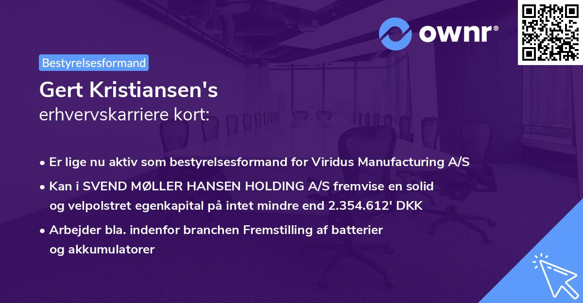 Gert Kristiansen's erhvervskarriere kort