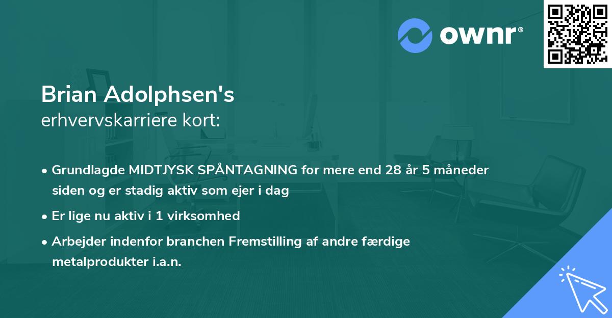 Brian Adolphsen's erhvervskarriere kort