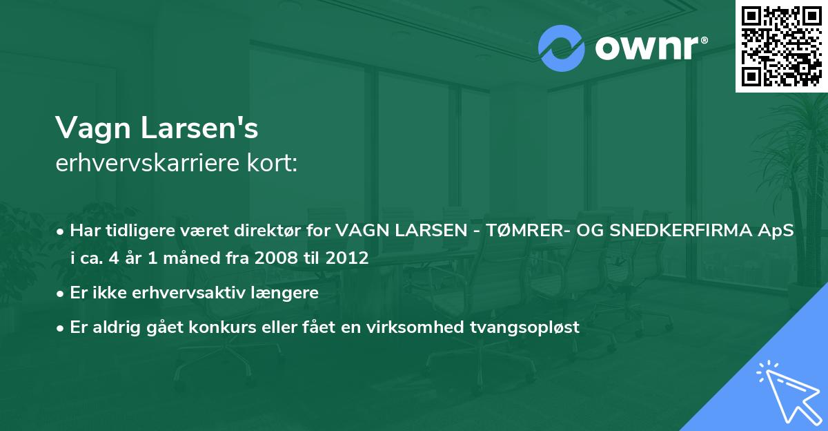 Vagn Larsen's erhvervskarriere kort