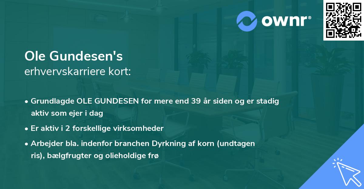 Ole Gundesen's erhvervskarriere kort