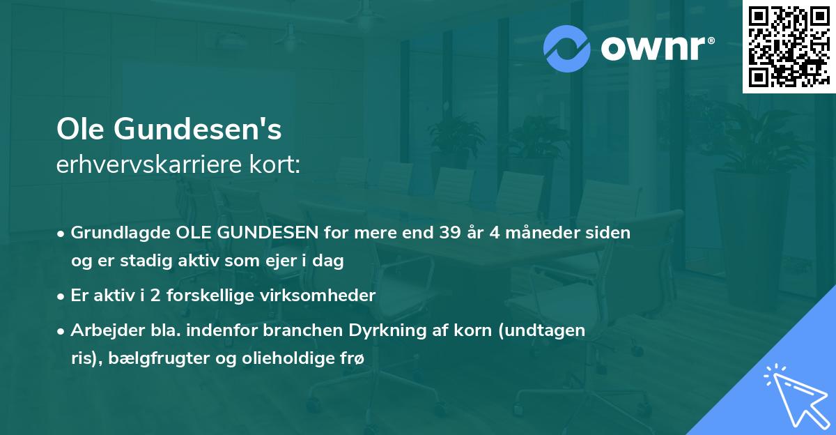 Ole Gundesen's erhvervskarriere kort