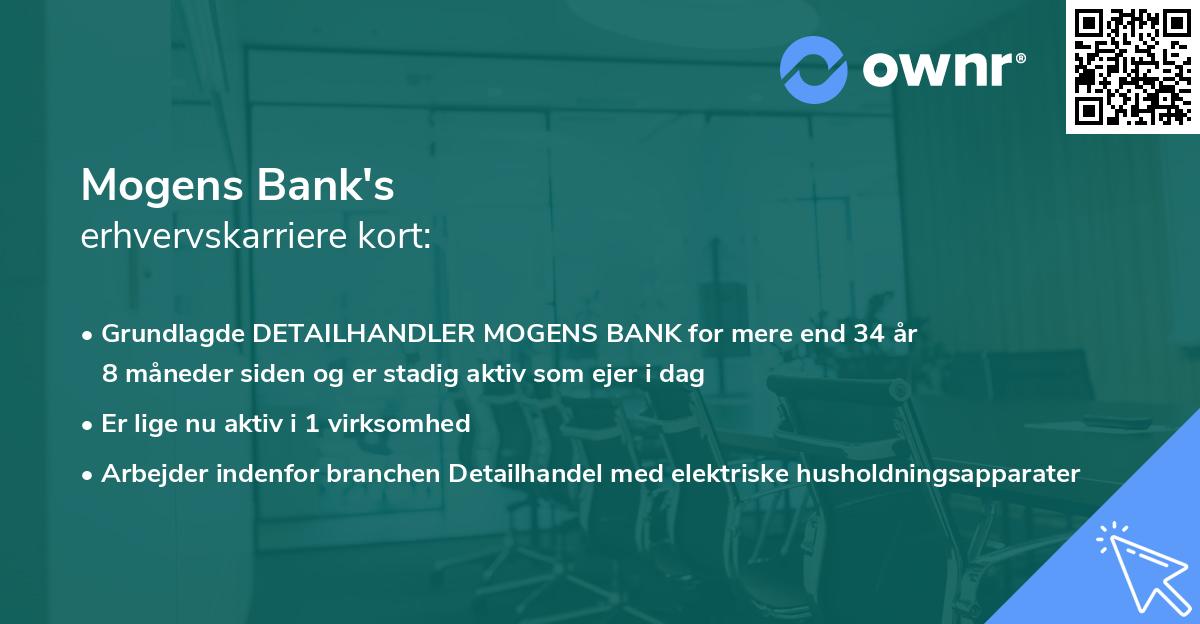 Mogens Bank's erhvervskarriere kort