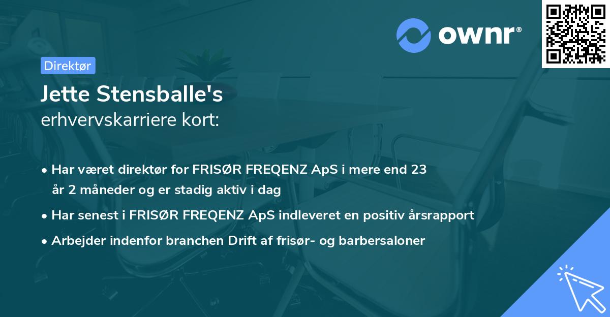 Jette Stensballe's erhvervskarriere kort