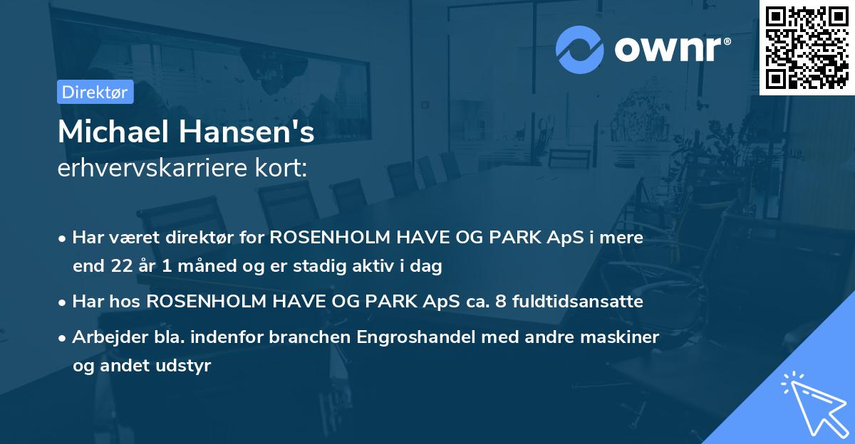 Michael Hansen's erhvervskarriere kort
