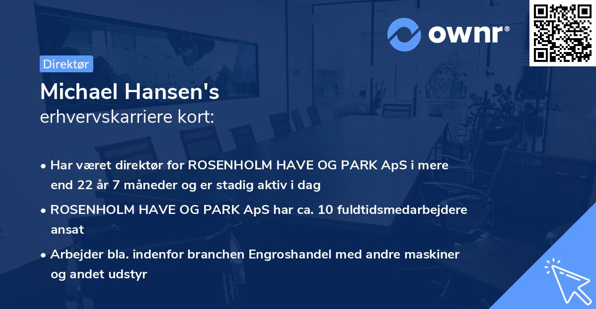 Michael Hansen's erhvervskarriere kort