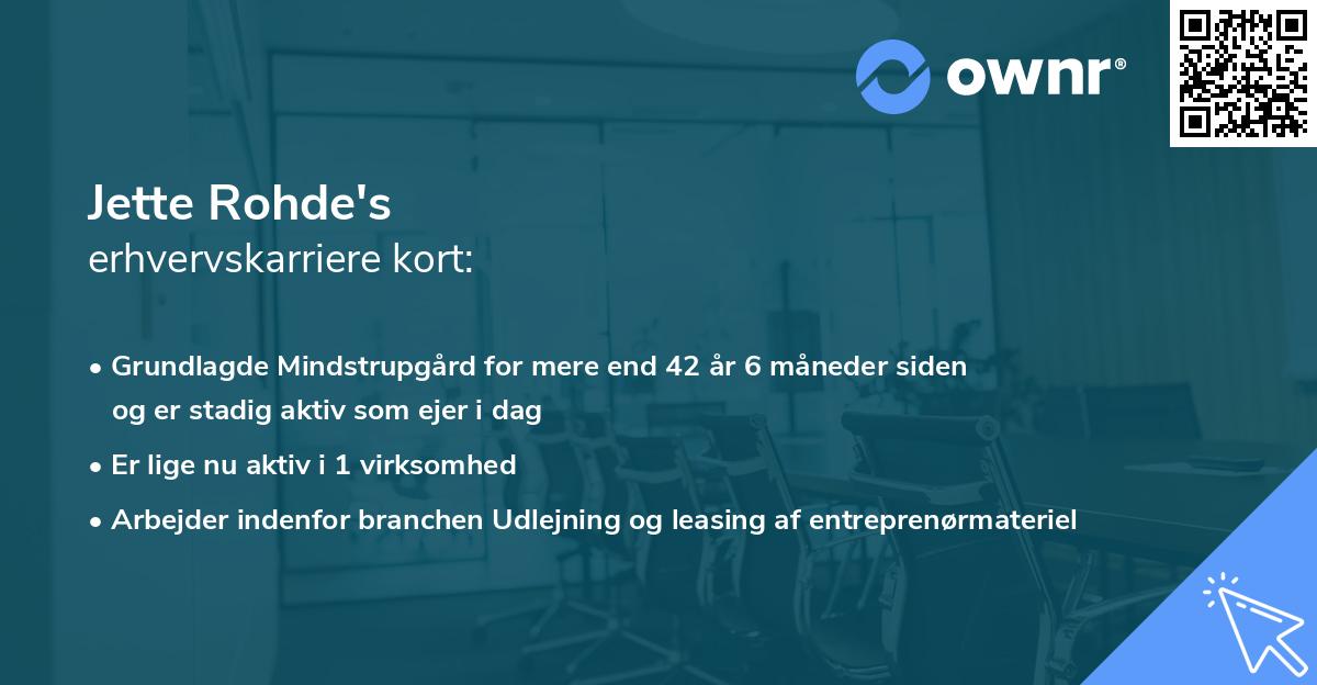 Jette Rohde's erhvervskarriere kort