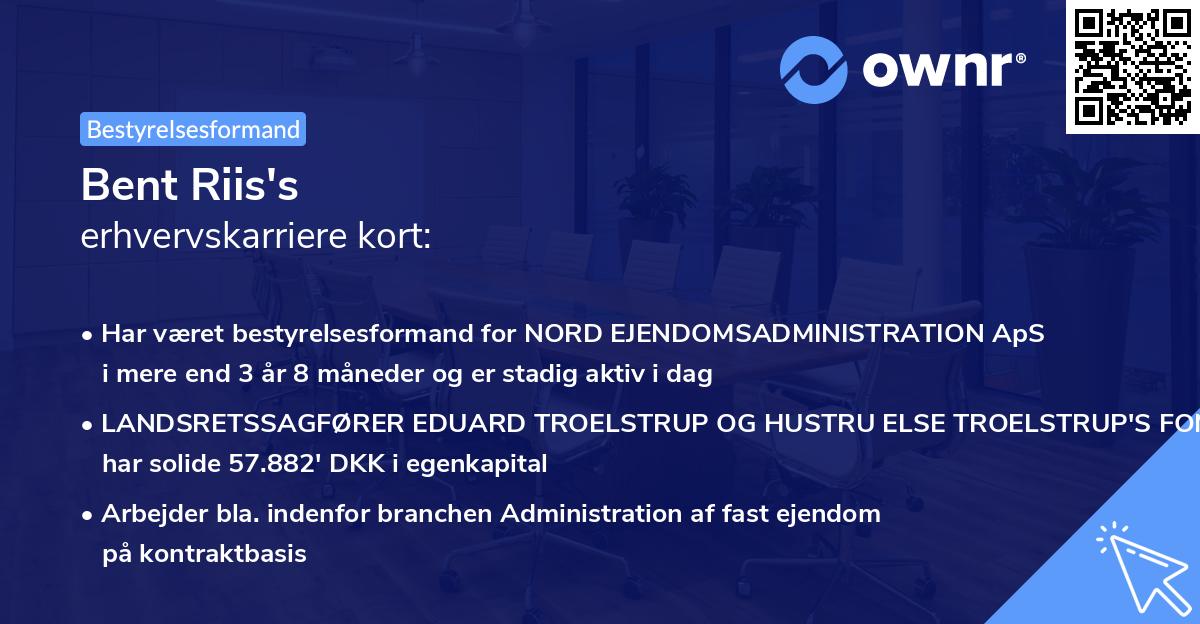 Bent Riis's erhvervskarriere kort