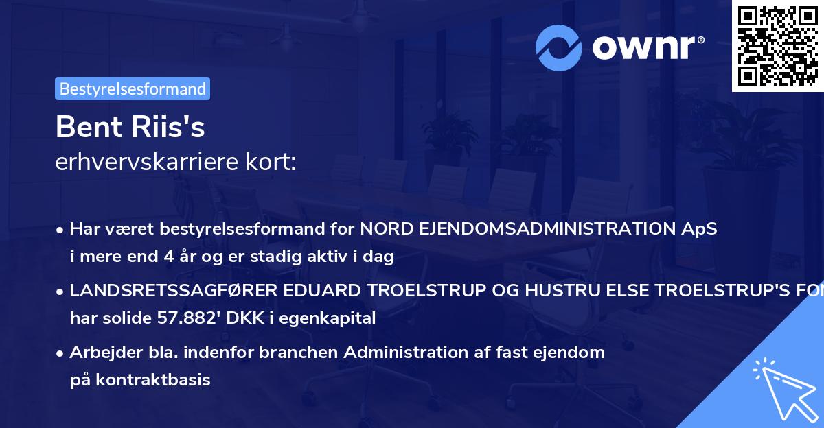 Bent Riis's erhvervskarriere kort