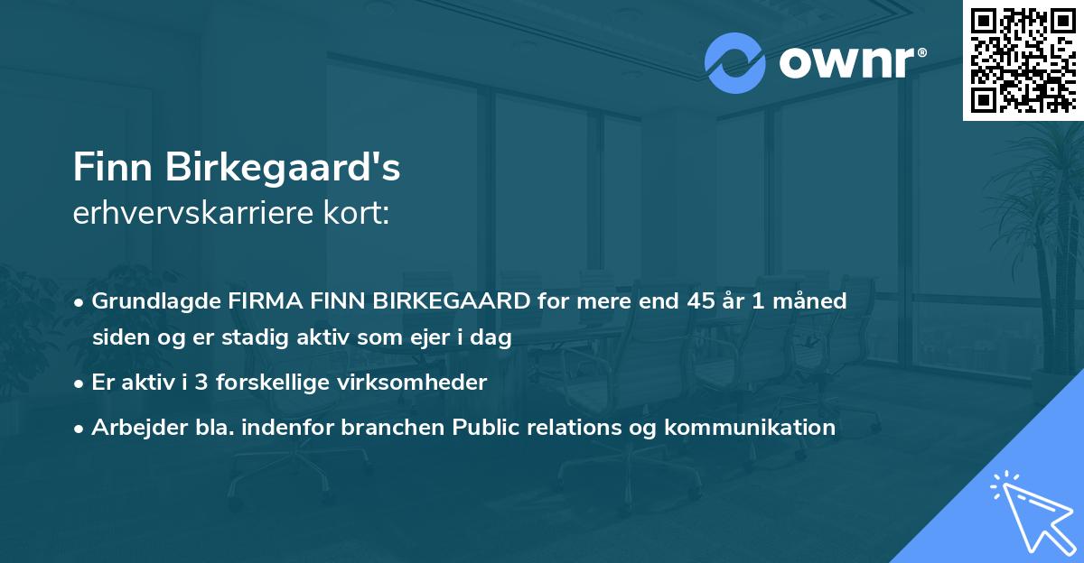 Finn Birkegaard's erhvervskarriere kort