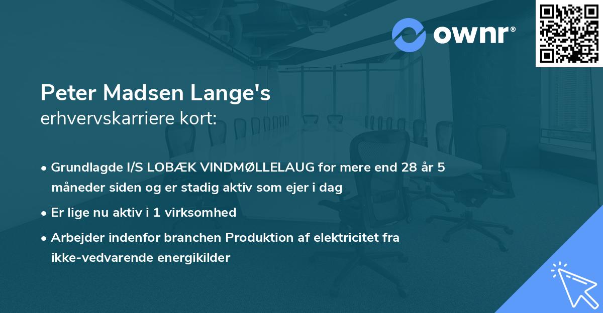 Peter Madsen Lange's erhvervskarriere kort