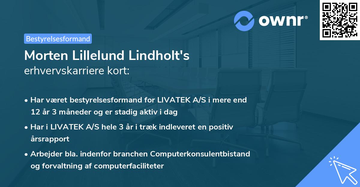 Morten Lillelund Lindholt's erhvervskarriere kort