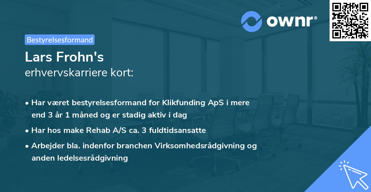 Lars Frohn's erhvervskarriere kort