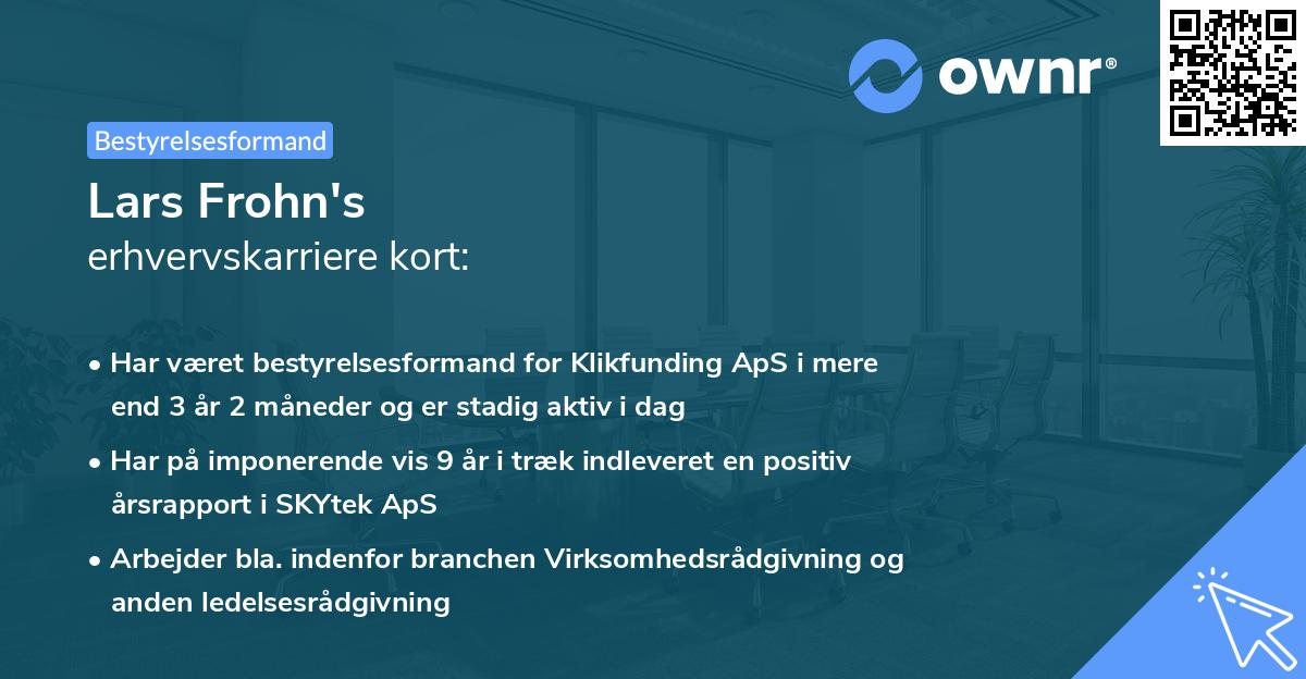 Lars Frohn's erhvervskarriere kort