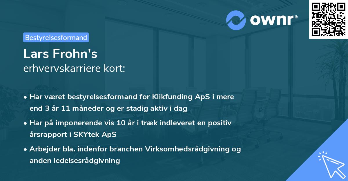 Lars Frohn's erhvervskarriere kort