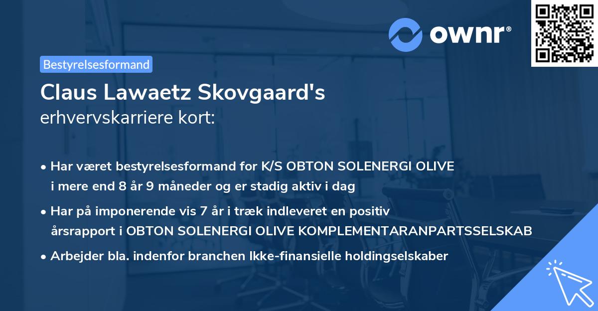 Claus Lawaetz Skovgaard's erhvervskarriere kort