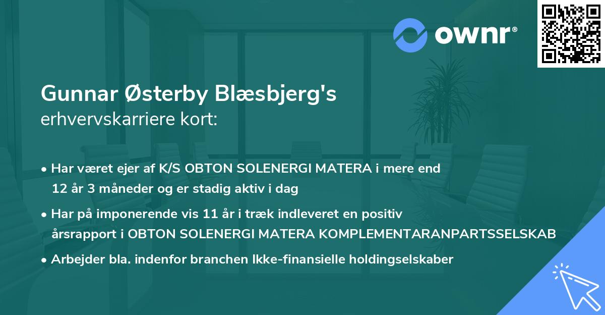 Gunnar Østerby Blæsbjerg's erhvervskarriere kort