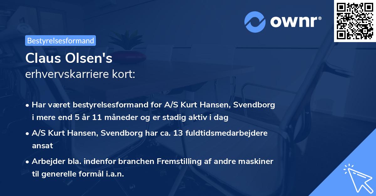 Claus Olsen's erhvervskarriere kort