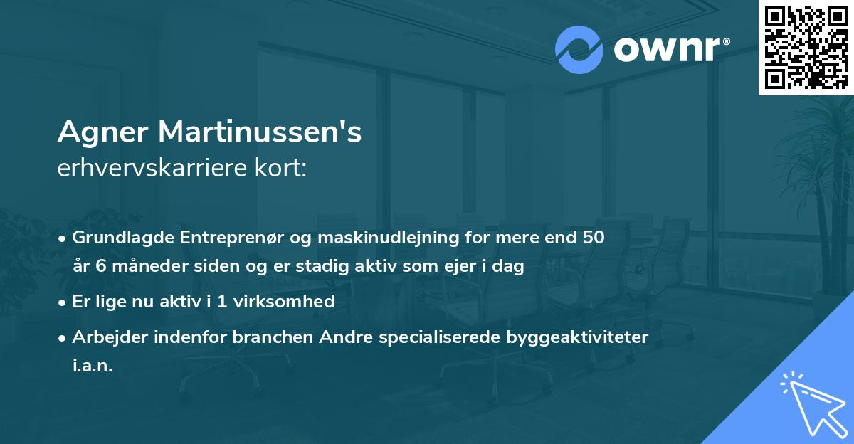 Agner Martinussen's erhvervskarriere kort