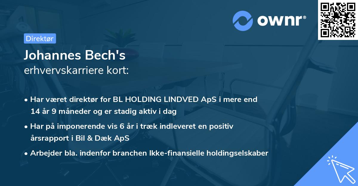 Johannes Bech's erhvervskarriere kort