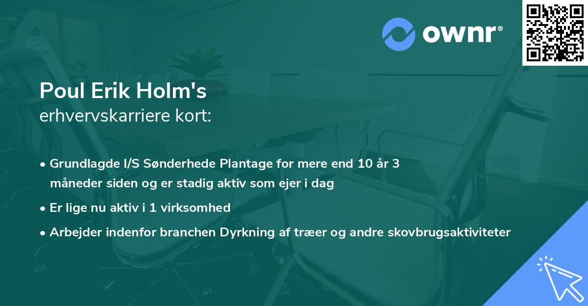 Poul Erik Holm's erhvervskarriere kort