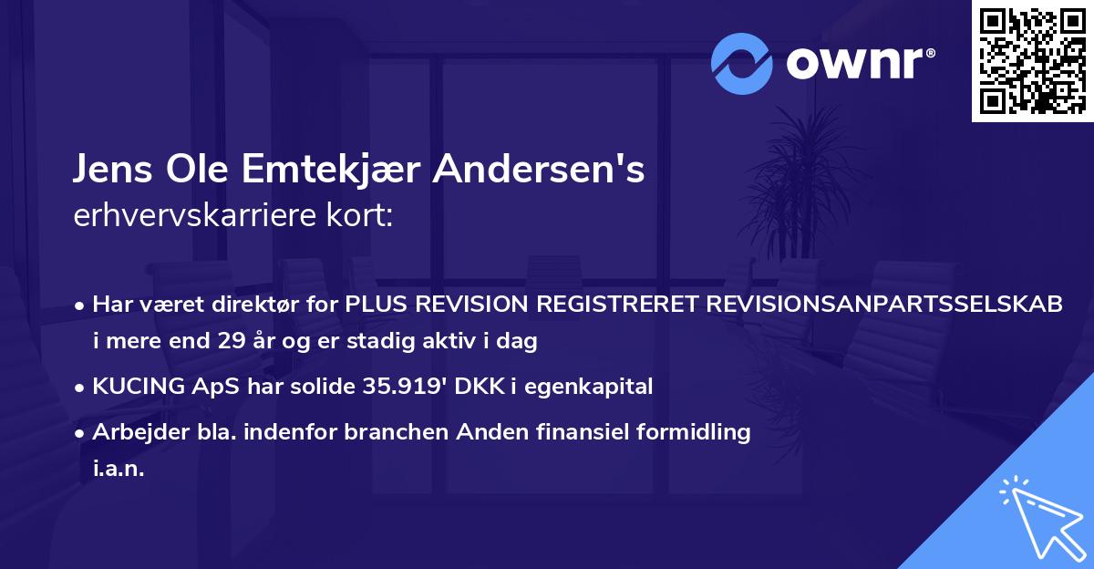 Jens Ole Emtekjær Andersen's erhvervskarriere kort