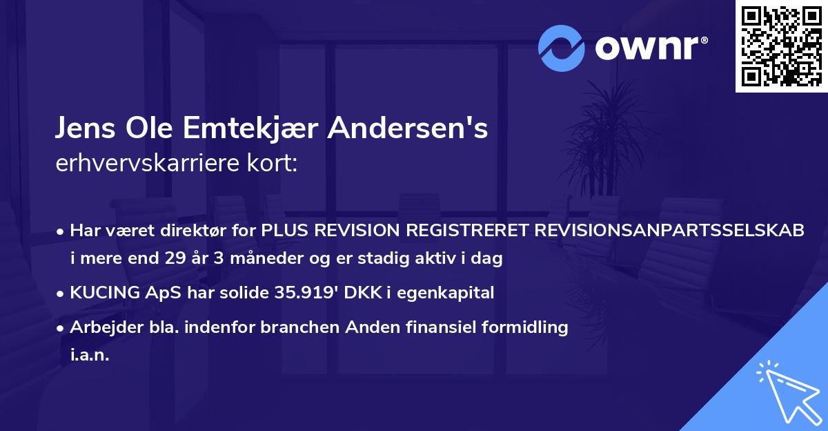 Jens Ole Emtekjær Andersen's erhvervskarriere kort