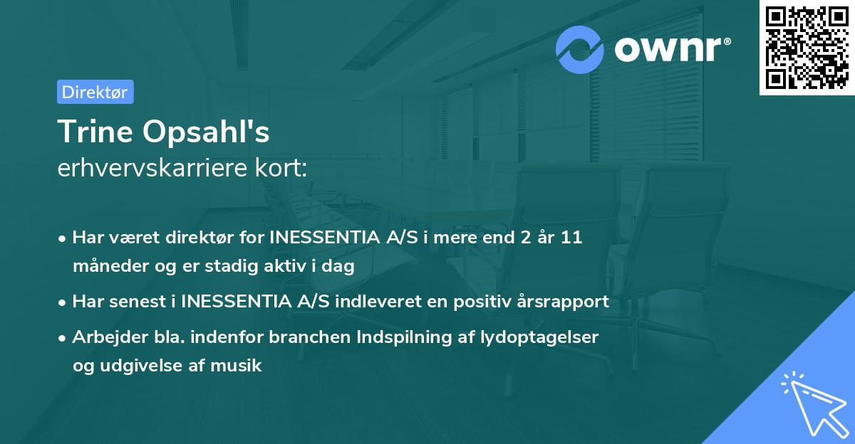 Trine Opsahl's erhvervskarriere kort