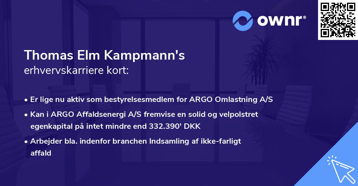 Thomas Elm Kampmann's erhvervskarriere kort