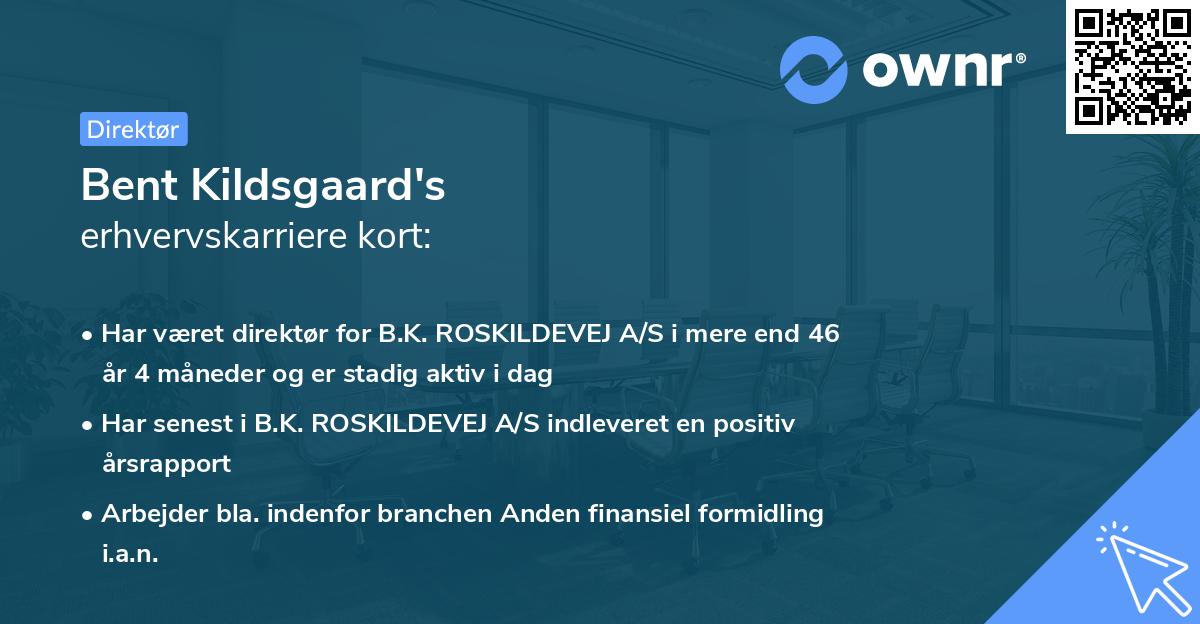 Bent Kildsgaard's erhvervskarriere kort