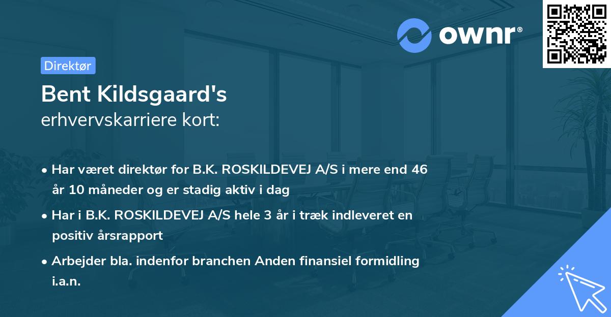 Bent Kildsgaard's erhvervskarriere kort