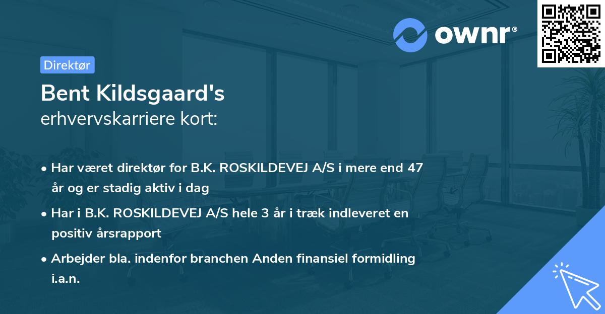 Bent Kildsgaard's erhvervskarriere kort