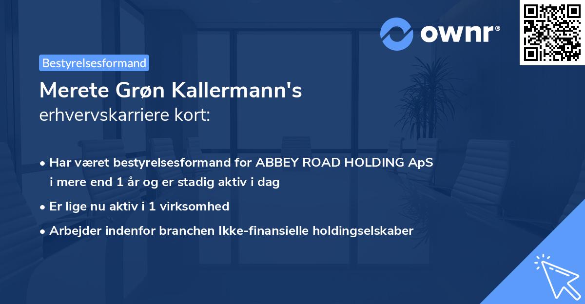 Merete Grøn Kallermann's erhvervskarriere kort
