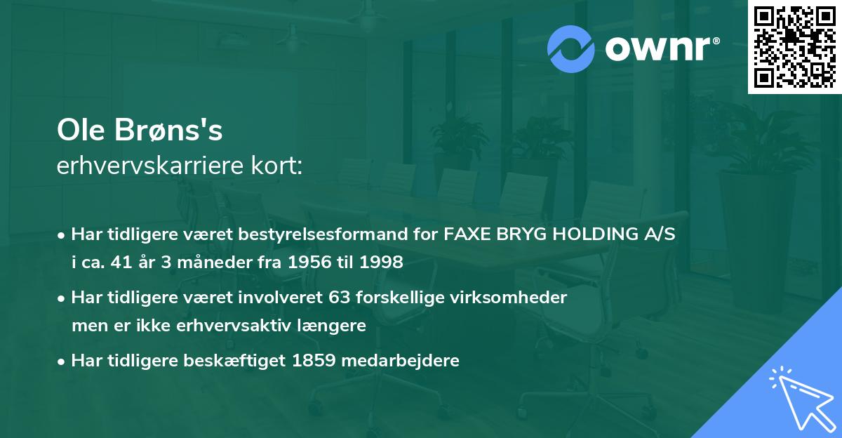 Ole Brøns's erhvervskarriere kort