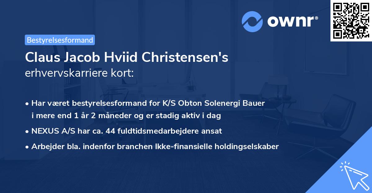 Claus Jacob Hviid Christensen's erhvervskarriere kort