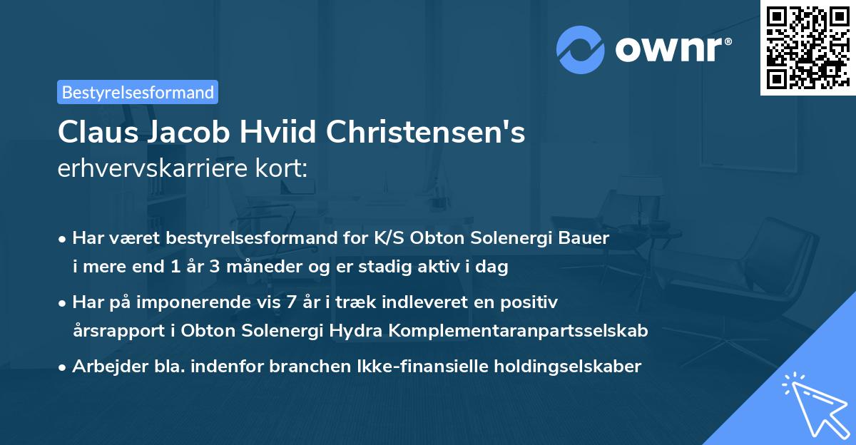 Claus Jacob Hviid Christensen's erhvervskarriere kort