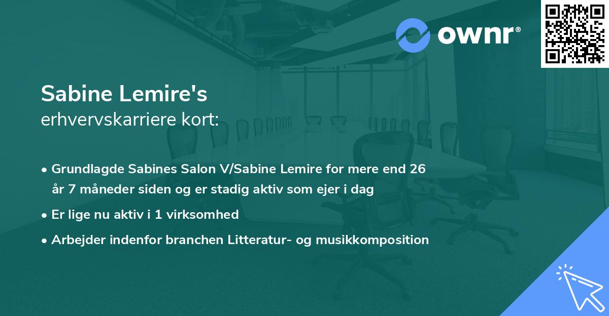 Sabine Lemire's erhvervskarriere kort