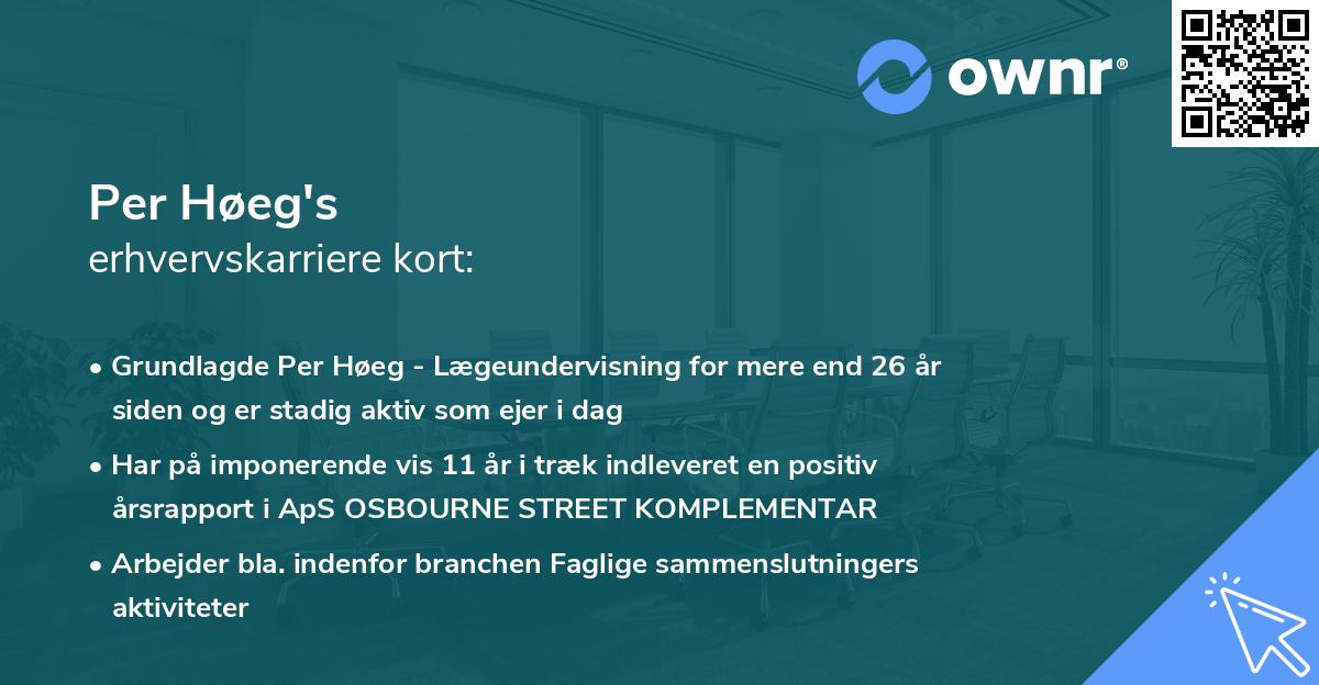 Per Høeg's erhvervskarriere kort