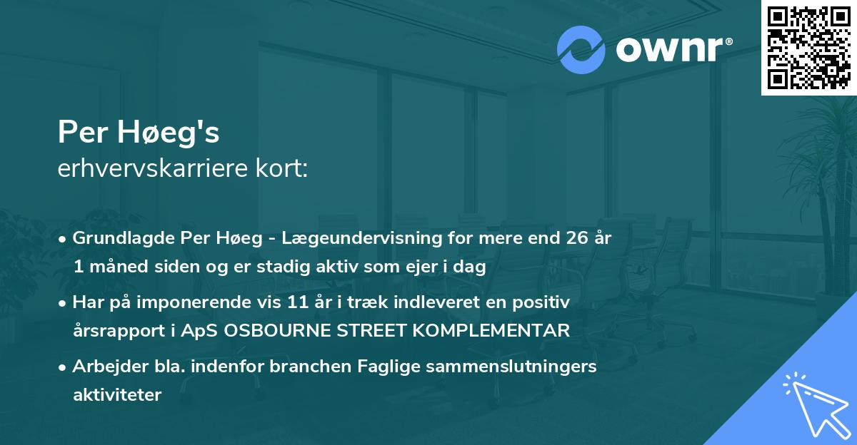 Per Høeg's erhvervskarriere kort