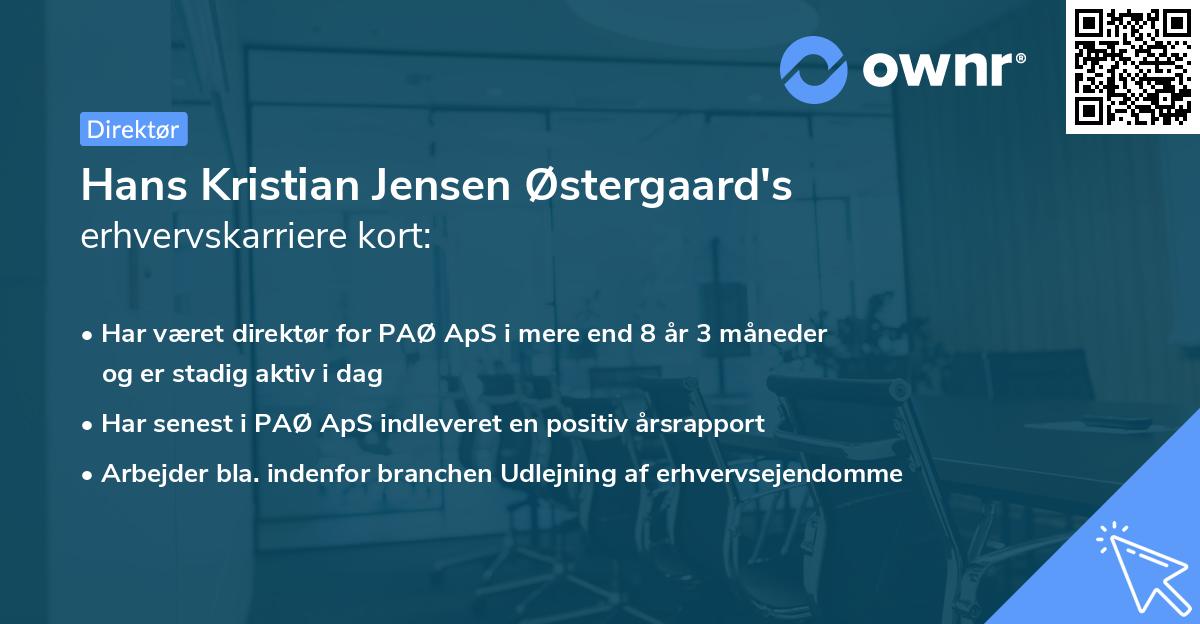 Hans Kristian Jensen Østergaard's erhvervskarriere kort