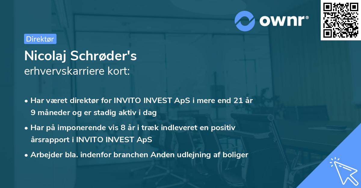 Nicolaj Schrøder's erhvervskarriere kort