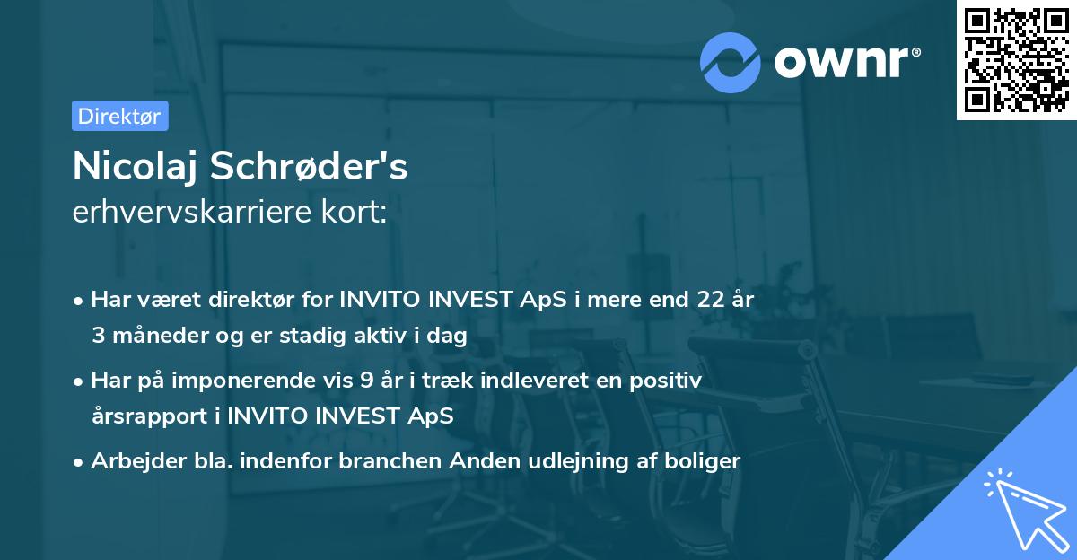 Nicolaj Schrøder's erhvervskarriere kort