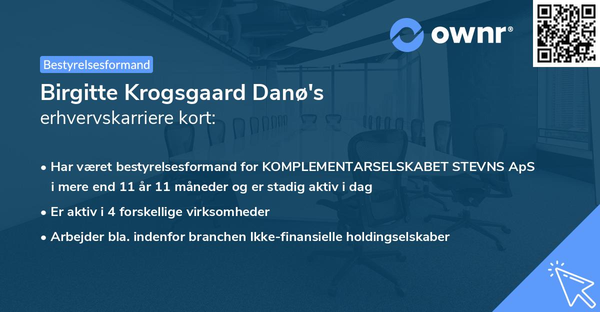 Birgitte Krogsgaard Danø's erhvervskarriere kort